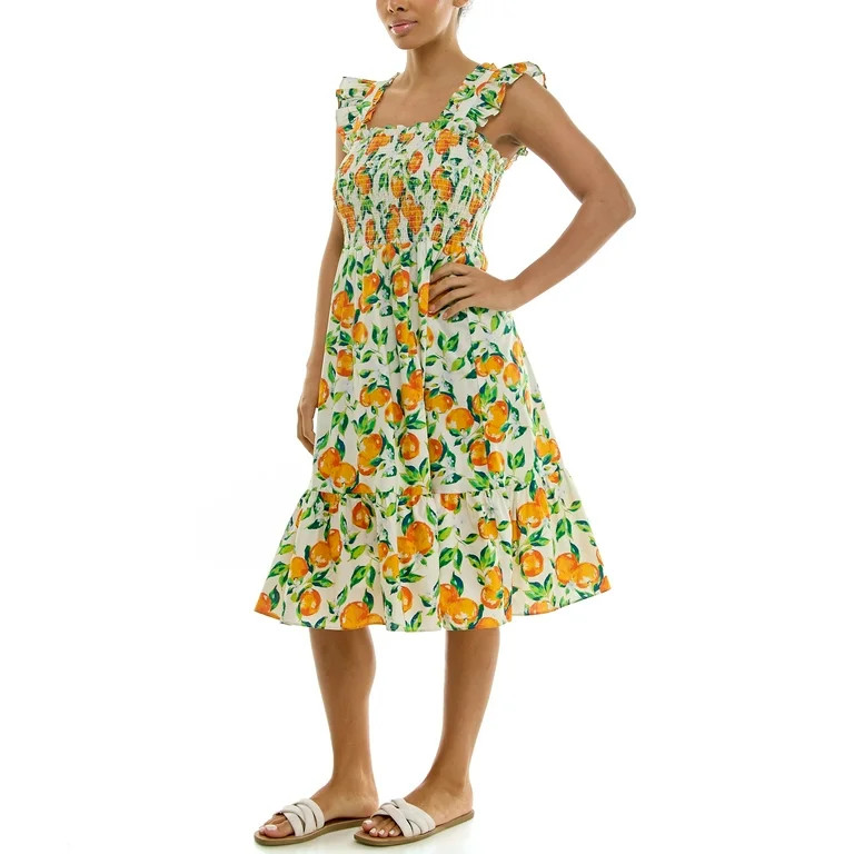 Nanette Lepore Women's Smocked Flutter Sleeve Midi Dress, Sizes XS-XXXL | Walmart (US)