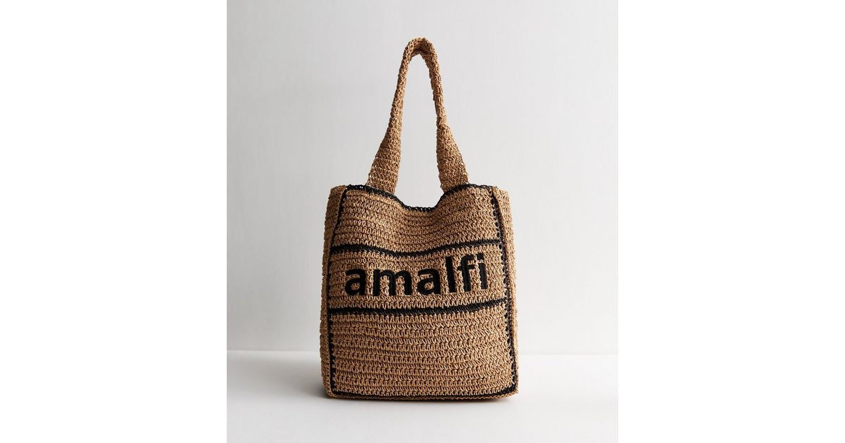 Brown Amalfi Embroidered Woven Shopper Bag | New Look | New Look (UK)
