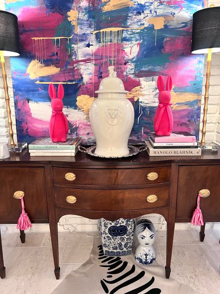 Easter foyer decor | coffee table books | chinoiserie | colorful interior design 

#LTKstyletip #LTKSeasonal #LTKhome