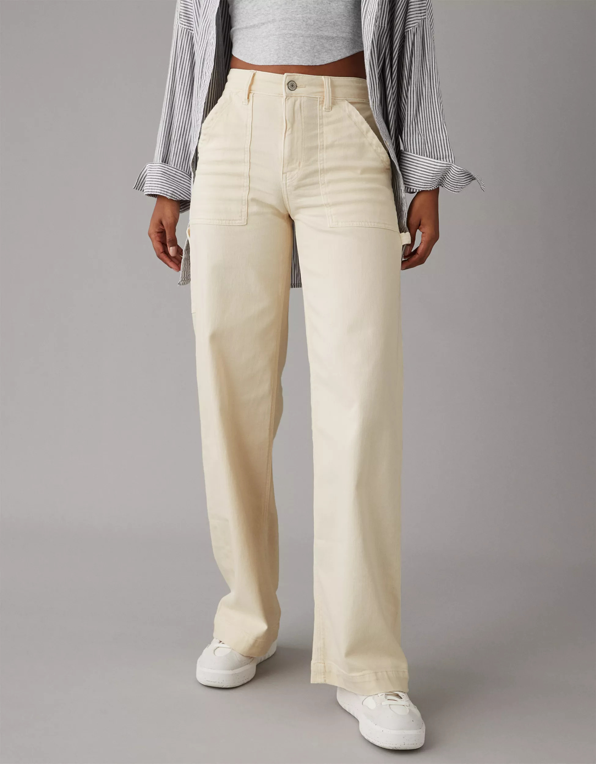 AE Dreamy Drape Woven Super High-Waisted Baggy Wide-Leg Pant | American Eagle Outfitters (US & CA)