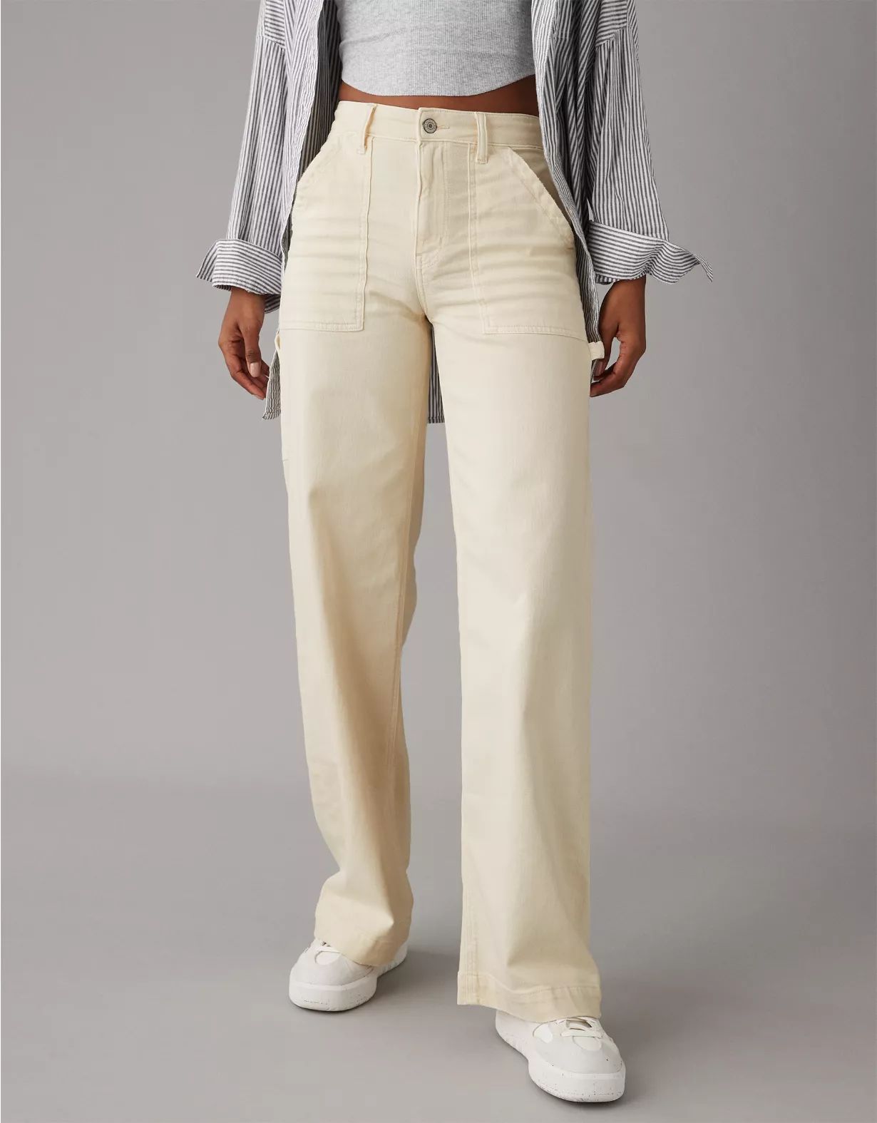 AE Dreamy Drape Stretch Super High-Waisted Baggy Wide-Leg Pant | American Eagle Outfitters (US & CA)