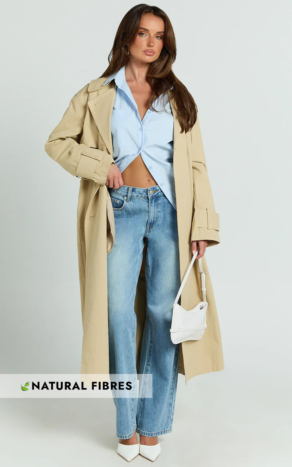 Double Breasted Tie Waist Coat in Camel | Showpo (ANZ)