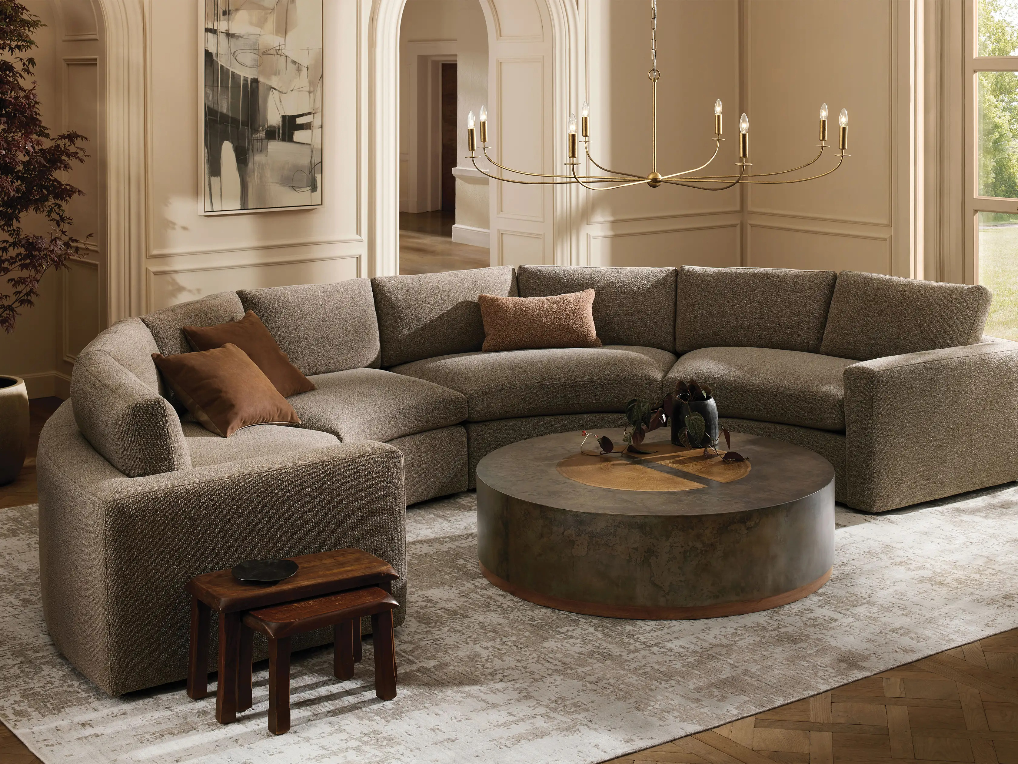 This curved sofa is the definition of understated luxury 🤎🛋️ the rich color paired with the soft, sculpted curves instantly elevates any living space, making it feel warm, modern, and effortlessly high-end. It’s the kind of statement piece that doesn’t need extra styling—just add a neutral rug or a cozy throw and your whole room feels complete. Perfect for creating that inviting, designer-inspired vibe while still being super comfortable for everyday living ✨ #CurvedSofa #BrownSofa #SofaInspo #LivingRoomStyle #ModernHome #NeutralAesthetic #InteriorInspo #HomeDecorFinds #CozyLiving #AestheticHome #SofaGoals #HomeUpgrade #LTKHome #LTKFinds 

 #LTKSeasonal #LTKHome #LTKSaleAlert
