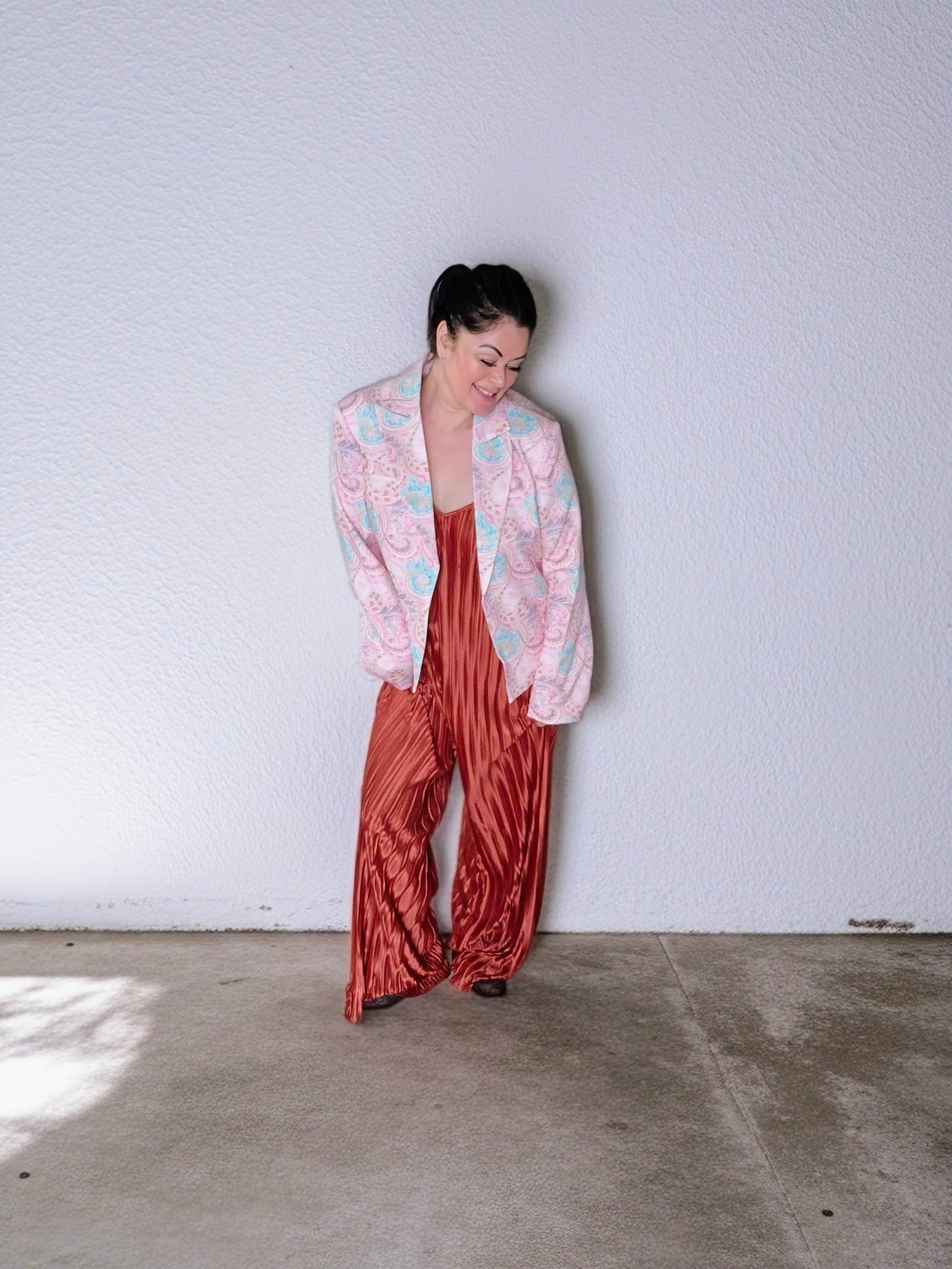 Elevate your event style with this stunning pleated two-piece set in a gorgeous rust copper. This look offers the perfect blend of comfort and high-end texture. I’ve styled it here with a vintage-inspired paisley blazer for a sophisticated layer, but it’s just as powerful on its own! Ideal for a sunset dinner or a spring gallery opening.​Shop the look: Use code ALISAVE35 at checkout!

#LTKgrwm #LTKWorkwear #LTKSaleAlert