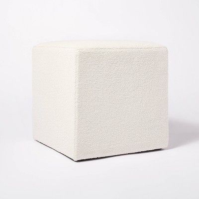 Lynwood Square Upholstered Cube Cream Boucle - Threshold&#8482; designed with Studio McGee | Target