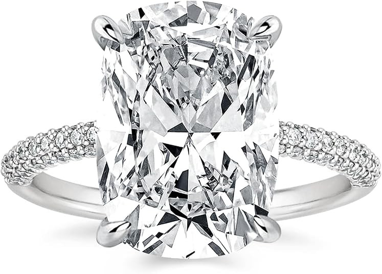 RODIFFY 4CT/7CT S925 Silver Elongated Cushion Cut Engagement Ring for Women | Amazon (US)