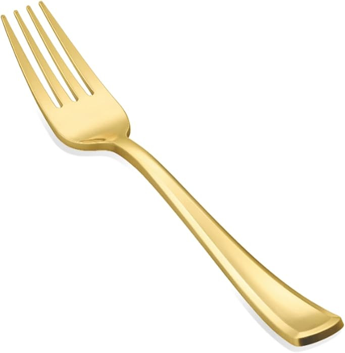 N9R 50PCS Gold Plastic Forks, Solid, Durable and Heavy Duty Plastic Forks Disposable, Perfect Pla... | Amazon (US)