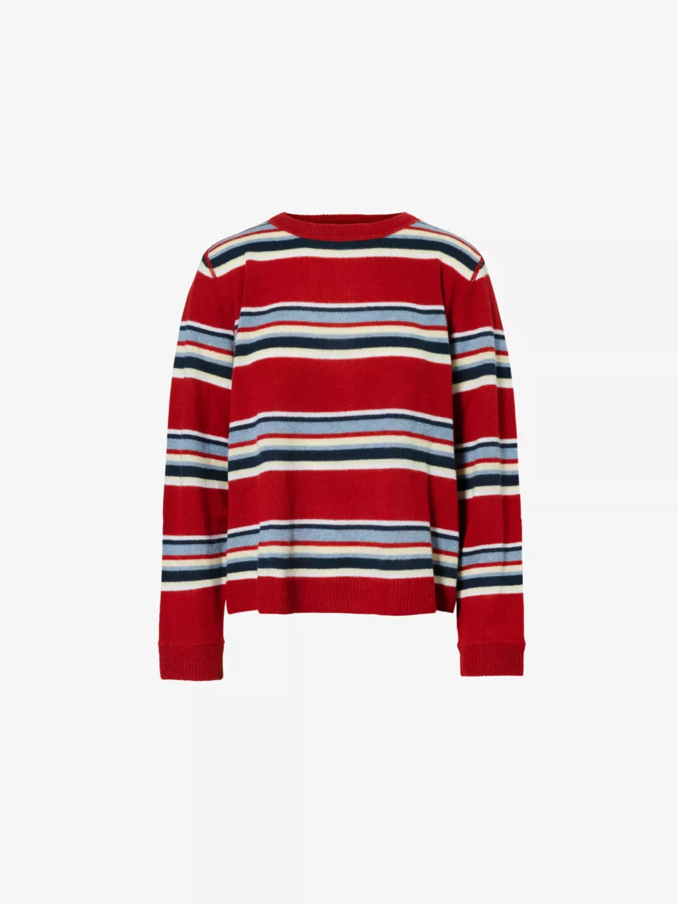 Boyfriend striped knitted cashmere and wool jumper | Selfridges