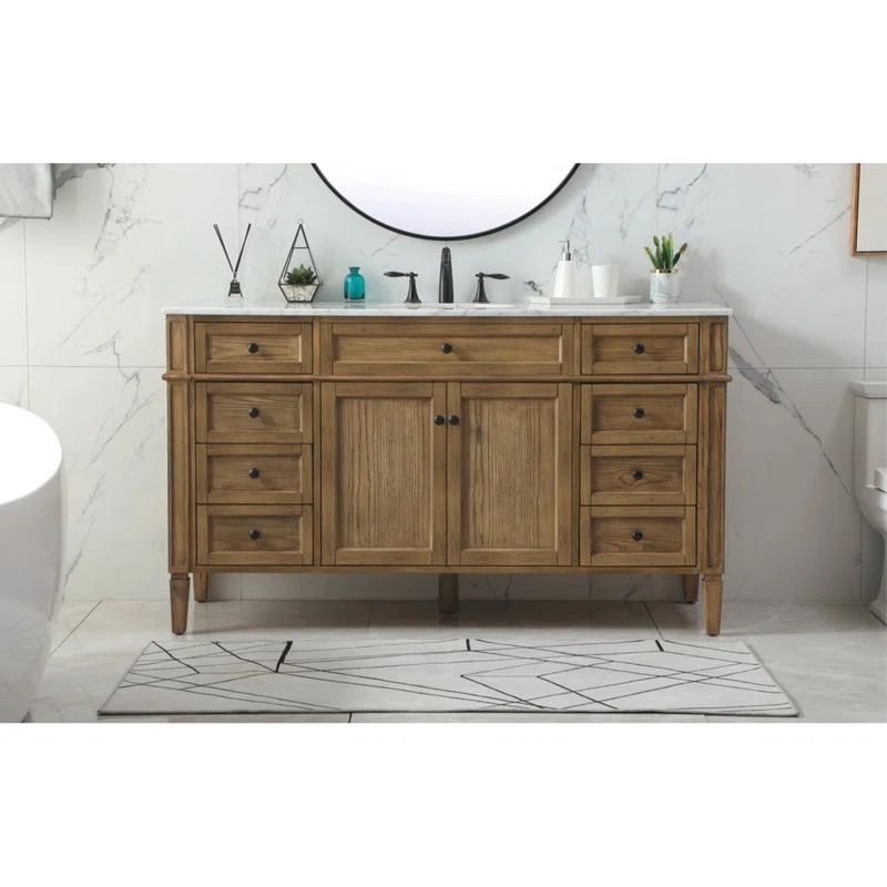 Losh 60'' Free-standing Single Bathroom Vanity with Marble Vanity Top | Wayfair North America