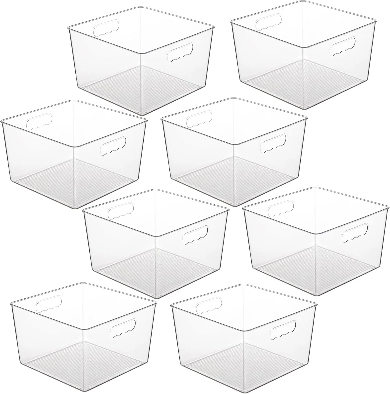 8 Pack Extra Large Clear Plastic Storage Bins,11x11 Cube Acrylic Organizer Square Containers with... | Walmart (US)