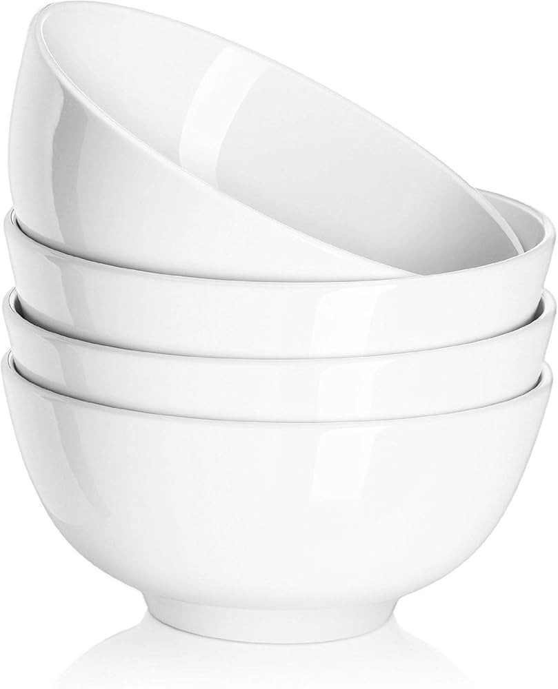 DOWAN 22 OZ White Ceramic Bowls Set of 4 - Perfect for Soup Bowl, Cereal Bowl, Oatmeal Bowl, Frui... | Amazon (US)