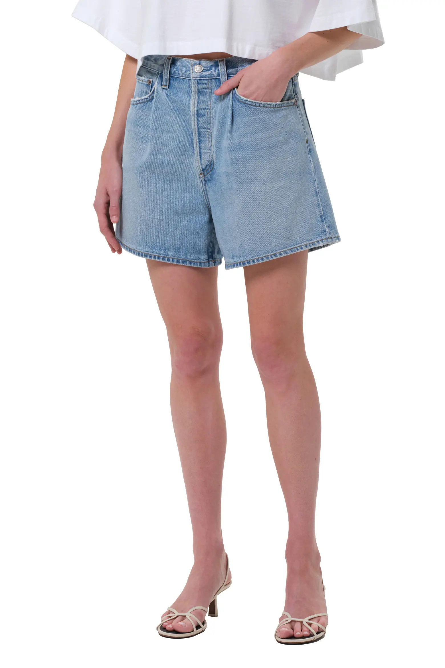 Rhoda Pleated High Waist A-Line Denim Shorts (Women) | Nordstrom | Nordstrom