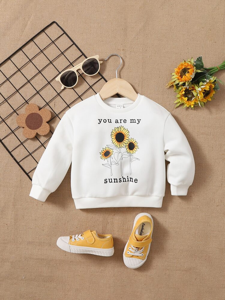 SHEIN Baby Sunflower & Slogan Graphic Pullover | SHEIN
