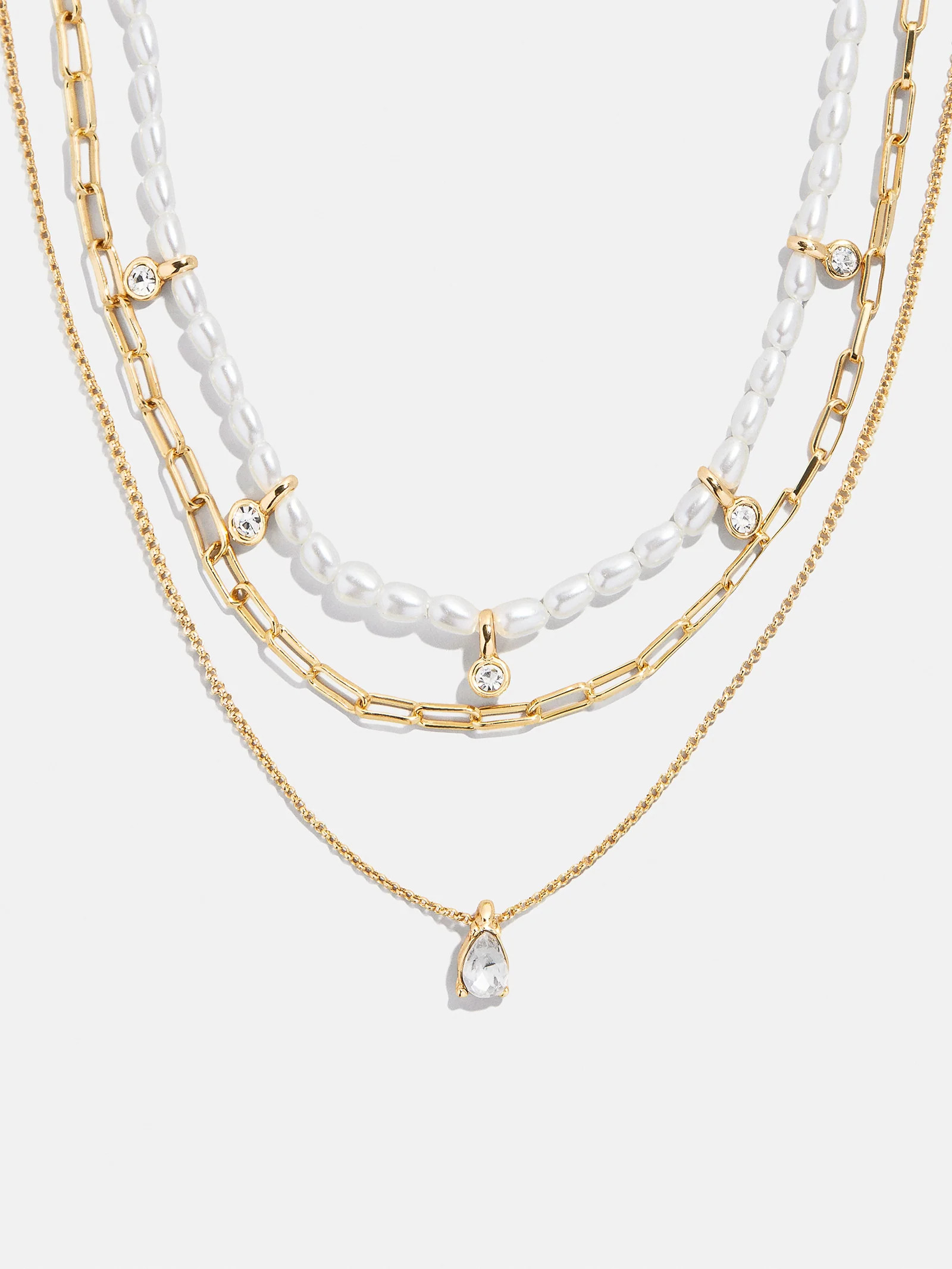 Sylvia Layered Necklace - Gold/White | BaubleBar