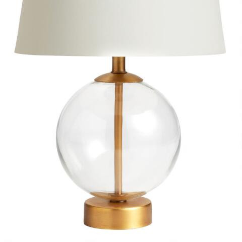 Serena Glass Globe And Brass Accent Lamp Base | World Market