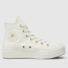 Converse white & gold all star lift hi trainers | Schuh