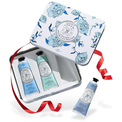 La Chatelaine Hand Cream Trio Tin Gift Set, Ready-To-Gift Tin, Nautral, Made in France with 20% Organic Shea Butter, Nourishing and Moisturizing (Amber Cashmere, Coconut Milk, Lychee Bilberry or Shea) | Amazon (US)