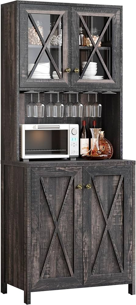YITAHOME Farmhouse Kitchen Pantry Storage Cabinet with Microwave Stand, 67'' Freestanding Hutch C... | Amazon (US)
