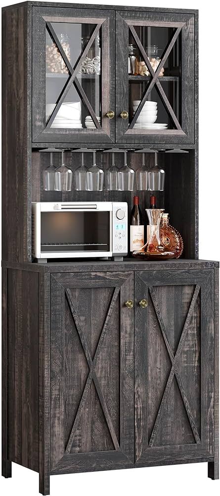 YITAHOME Farmhouse Kitchen Pantry Storage Cabinet with Microwave Stand, 67'' Freestanding Hutch C... | Amazon (US)