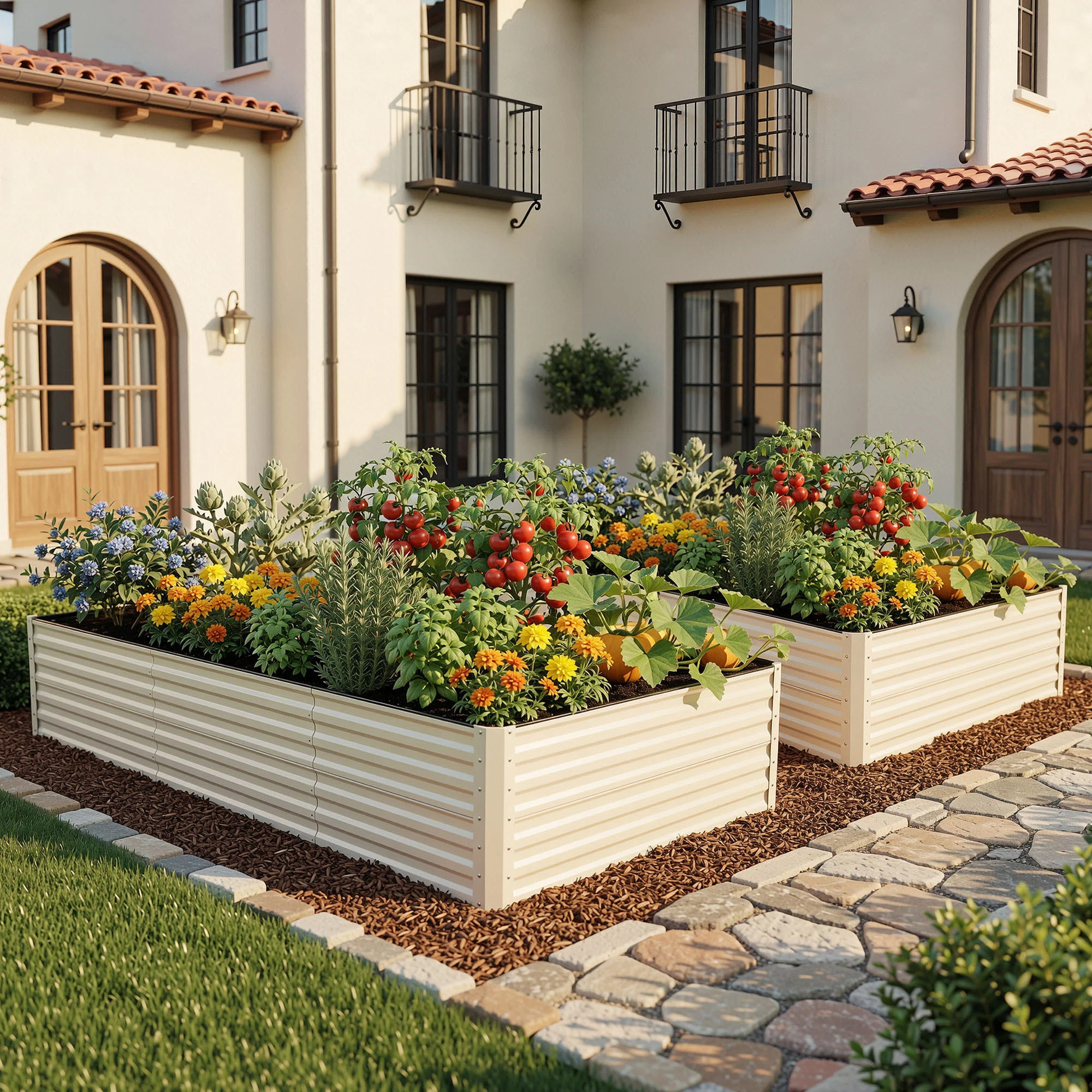 6X3x2ft Large Galvanized Raised Garden Bed Kit With Gloves,Cream (Set of 2) | Wayfair North America