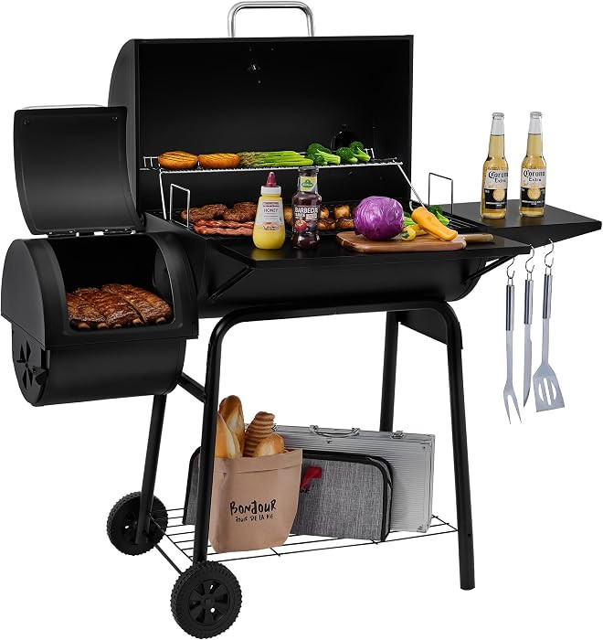 Royal Gourmet CC1830S 30" BBQ Charcoal Grill and Offset Smoker | 811 Square Inch cooking surface, Outdoor for Camping | Black | Amazon (US)