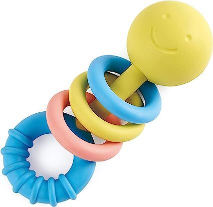 Hape Rattling Rings Teether | Movable Teething & Rattle Shake Toy for Babies, Soft Colors | Amazon (US)