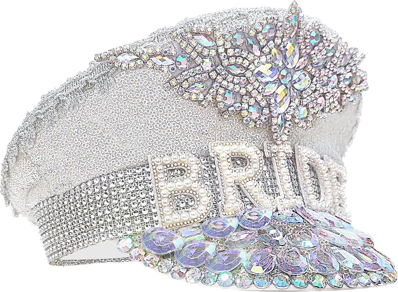 Sparkling Silver Bride Hat,Unique Bridal Cap for Hen Parties, Pool Parties, Travel, Bachelorette ... | Amazon (US)