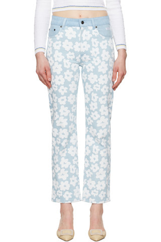 Blue Printed Jeans | SSENSE