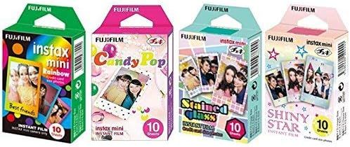 Fujifilm InstaX Mini Instant Film Rainbow & Staind Glass & Candy Pop & Shiny Star Film -10 Sheets... | Amazon (US)