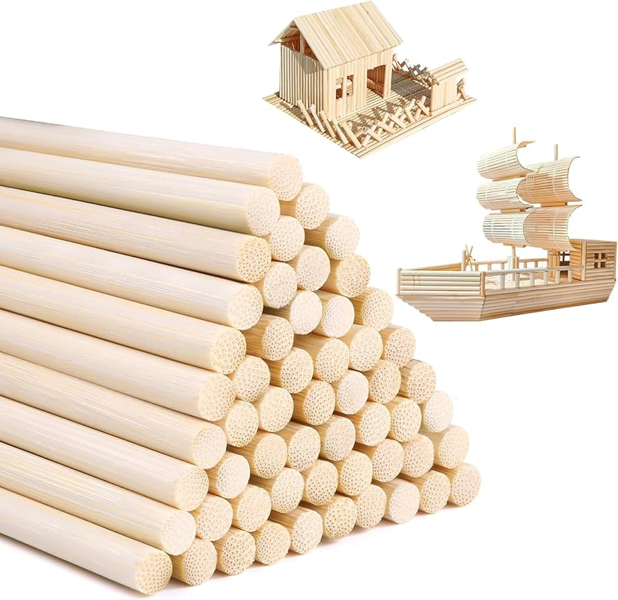 50Pcs Wooden Dowel Rods 1/4 x 12 Inch Round Wooden Sticks for Crafts Natural Wood Dowels Precut W... | Amazon (US)