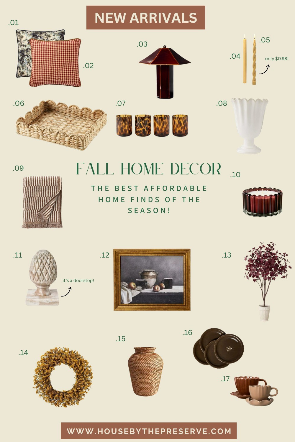 Cozy up your home for fall with our ultimate roundup of affordable home decor finds! We've scoured the best places to find stylish, budget-friendly pieces that will transform your space into a warm and inviting autumn sanctuary. From textured pillows and cozy throws to unique vases and festive wreaths, you'll find everything you need to welcome the new season. Tap to shop these new arrivals and get your home ready for fall! #fallhomedecor #falldecor #fallfinds #cozyhome #affordablehomedecor #homedecorideas #housebythepreserve #homedesign #falldesign #newarrivals

#LTKSeasonal #LTKHome