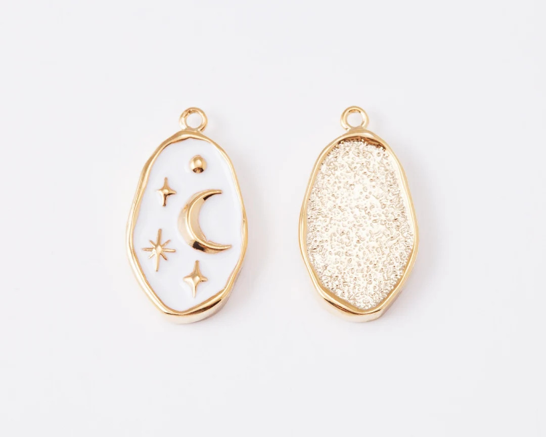 4PCS Night Sky Charm, Star Pendant, Moon Charm, Enamel Charm, Epoxy Round Charm, Jewelry Supplies... | Etsy (US)