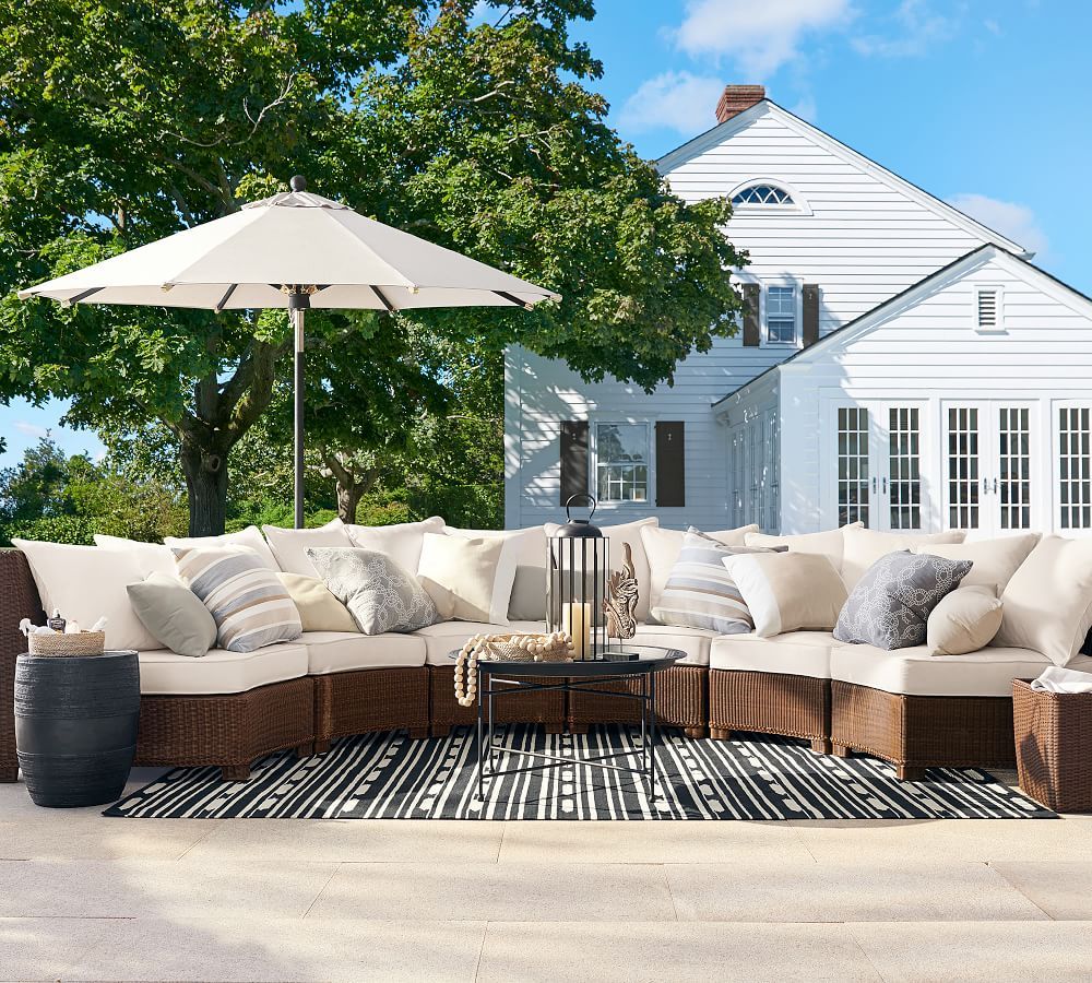 Palmetto All-Weather Wicker 3-Piece Rounded Armless Sectional Set, Honey | Pottery Barn (US)