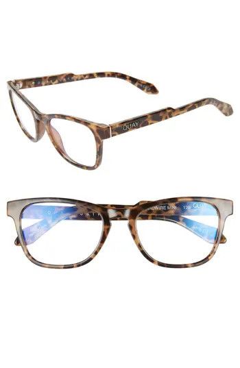 QUAY Australia Mini Hardwire 50mm Blue Light Filtering Optical Glasses in Tort/Clear Blue Light at Nordstrom Rack | Nordstrom Rack
