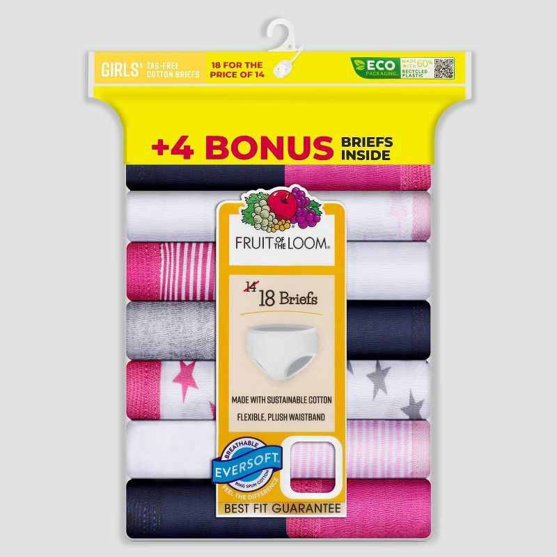 Fruit of the Loom Girls' 14 + 4 Bonus Pack Briefs - Colors May Vary | Target