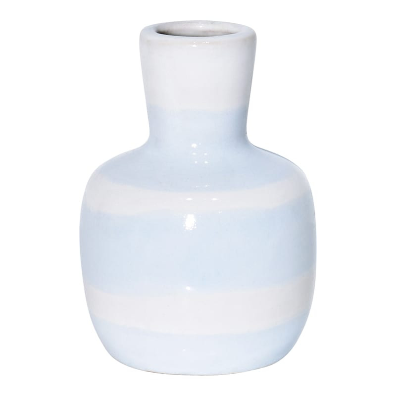 White & Light Blue Ceramic Vase, 5.5" | At Home