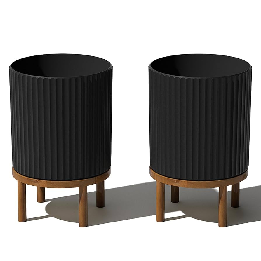 Veradek Demi Series Round Planter w/Stand for Porch/Patio | Durable Plastic-Stone Composite & Woo... | Amazon (US)