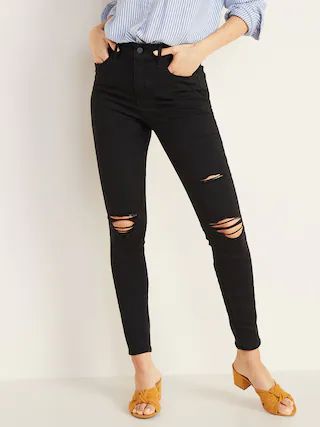 High-Waisted Distressed Rockstar Super Skinny Jeans For Women | Old Navy (US)