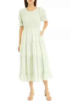 Crown & Ivy™ Women's Puff Sleeve Smocked Midi Dress | Belk