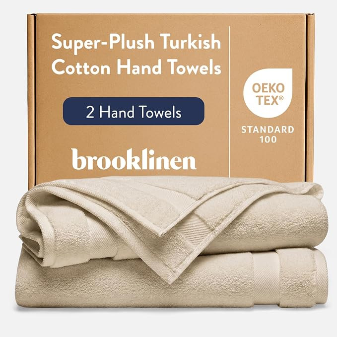 Brooklinen Super-Plush Turkish Cotton Hand Towels - Set of 2 - Cotton, 820 GSM, Highly Absorbent,... | Amazon (US)