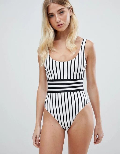 ASOS Contrast Mono Stripe Swimsuit | ASOS US