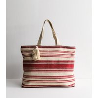 Red Woven Stripe Canvas Tote Bag New Look | New Look (UK)
