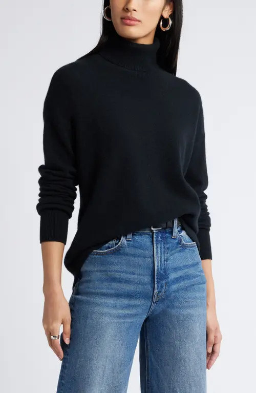 Nordstrom Cashmere Turtleneck Sweater in Black Rock at Nordstrom, Size X-Small | Nordstrom