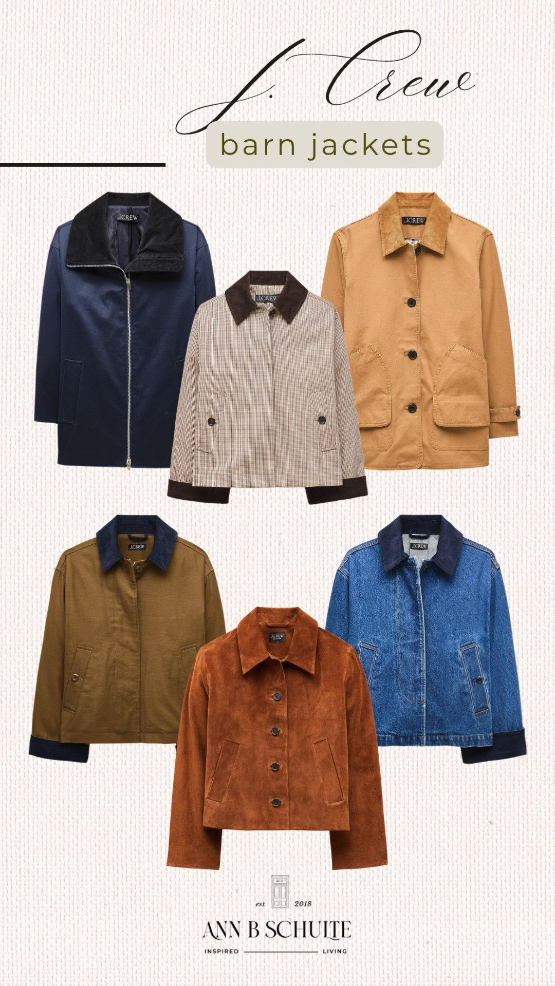 J.Crew barn jackets are the kind of fall layer that instantly makes an outfit feel polished without trying too hard. From classic navy and warm camel to rich brown, corduroy, and denim-inspired styles, this edit has plenty of versatile options for crisp autumn days. The structured collars, relaxed silhouettes, and timeless details make them easy to pair with sweaters, trousers, skirts, or your favorite everyday basics. A classic outerwear staple that brings effortless fall style to any wardrobe. 🍂🤎✨

#JCrew #JCrewStyle #BarnJacket #FallJackets #FallFashion #FallOuterwear #FallWardrobe #ClassicStyle #AutumnStyle 

 #LTKootd