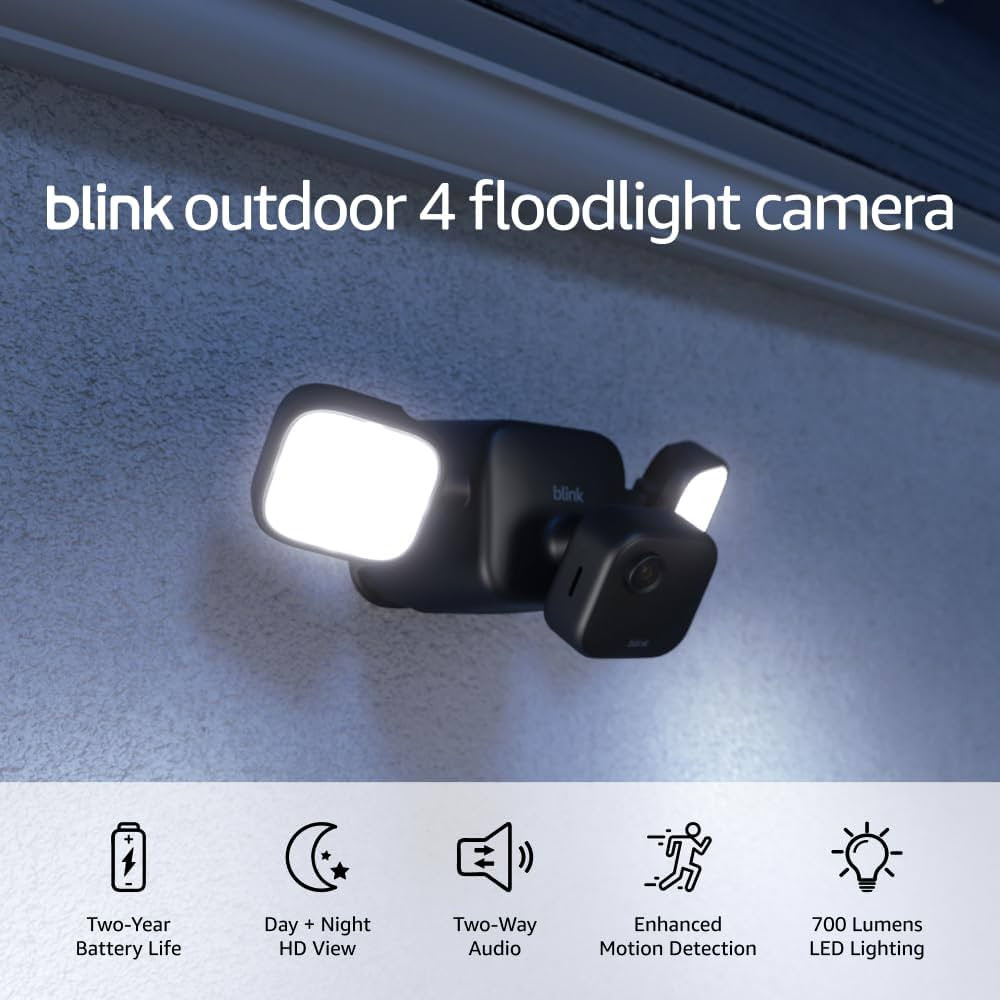 Blink Outdoor 4 Floodlight Camera (newest model), Wire-free smart security camera, 700 lumens, tw... | Amazon (US)