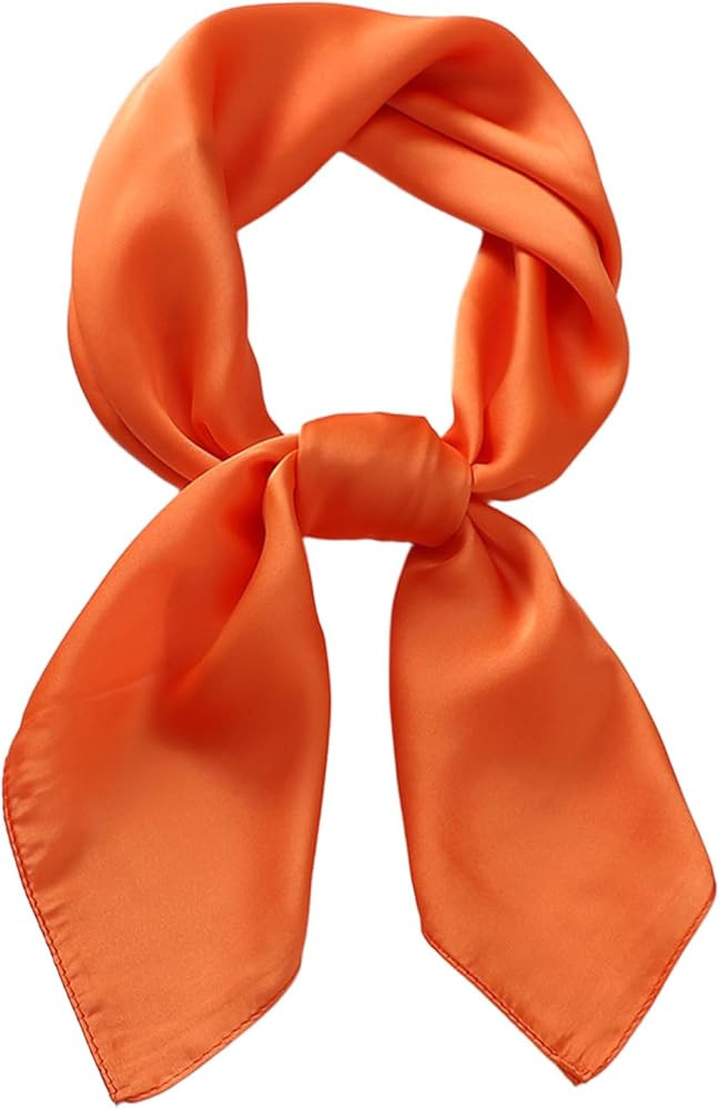 CHUNG Women's Square Satin Scarf 27.5" Bandanas Solid 50s Retro Neck Scarves Emulation Silk Handb... | Amazon (US)