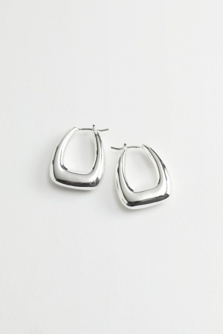 H & M - Chunky Oval Hoop Earrings - Silver | H&M (UK, MY, IN, SG, PH, TW, HK)