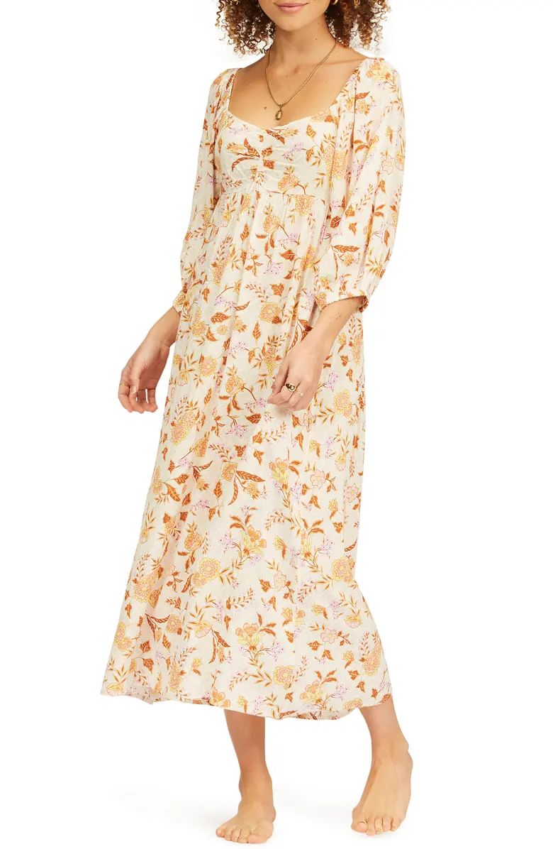 Billabong Swept Away Ruched Midi Dress | Nordstrom | Nordstrom