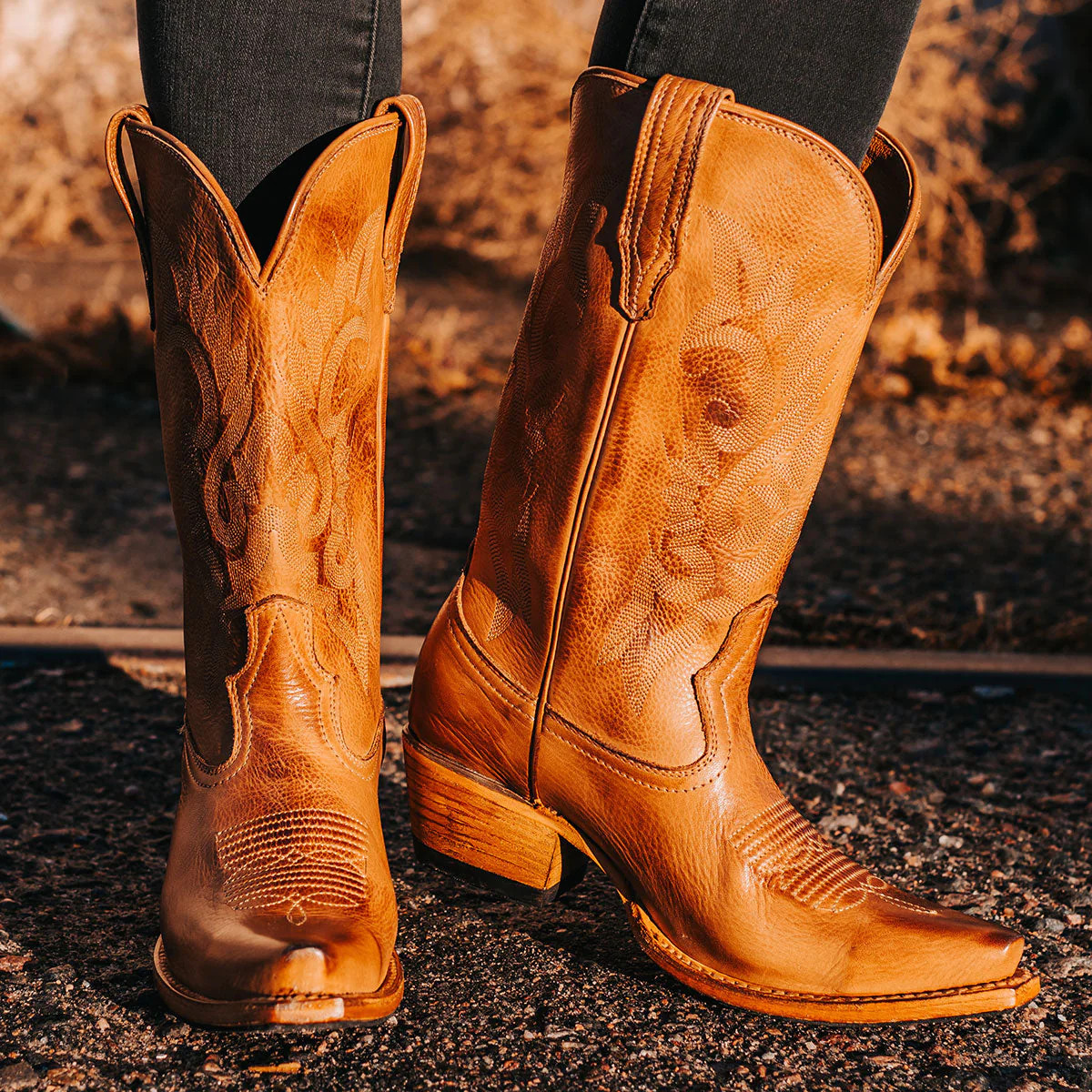 WOODY Women's Western Stitch Mid-Shaft Leather Boots Wheat | Freebird Stores | Shop Women's Wheat... | Freebird