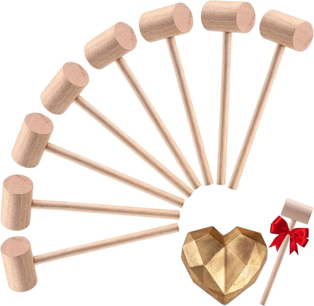 16 Pack Mini Wooden Hammer for Chocolate Breakable Heart, Seafood Shellfish Crab Lobster Cracking... | Amazon (US)
